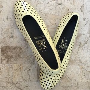 Yellow Leather Flats Slip On Almond Toe New Wide